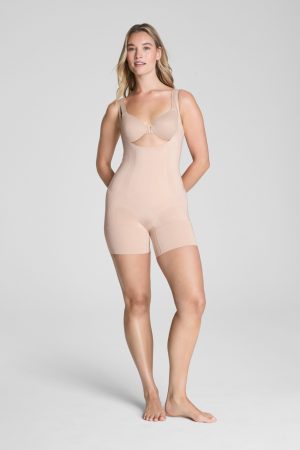 SPANXsculpt? OnCore Open-Bust Mid-Thigh Bodysuit | Soft Nude