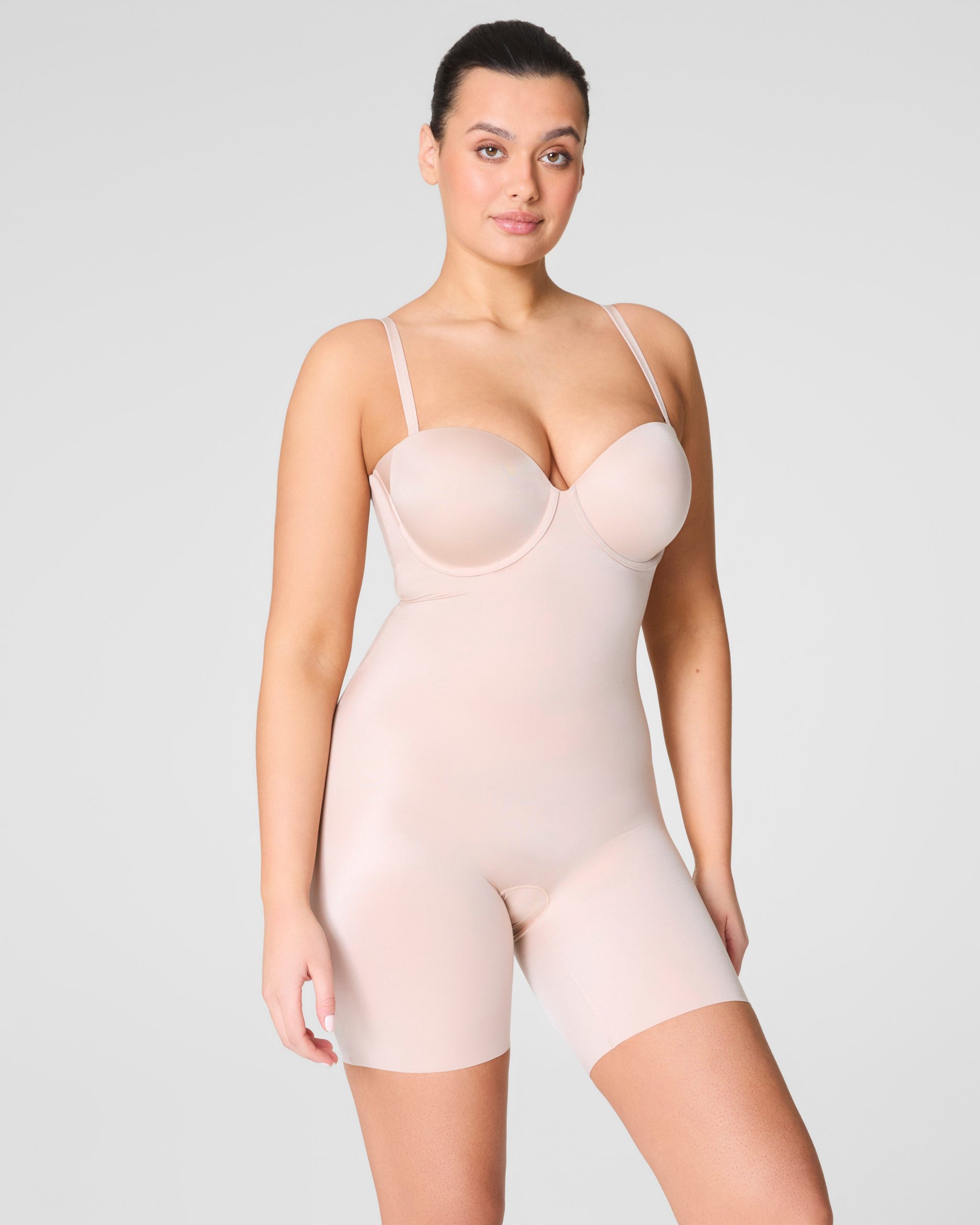 SPANXshape? Suit Your Fancy Strapless Cupped Mid-Thigh Bodysuit | Champagne Beige - Image 3