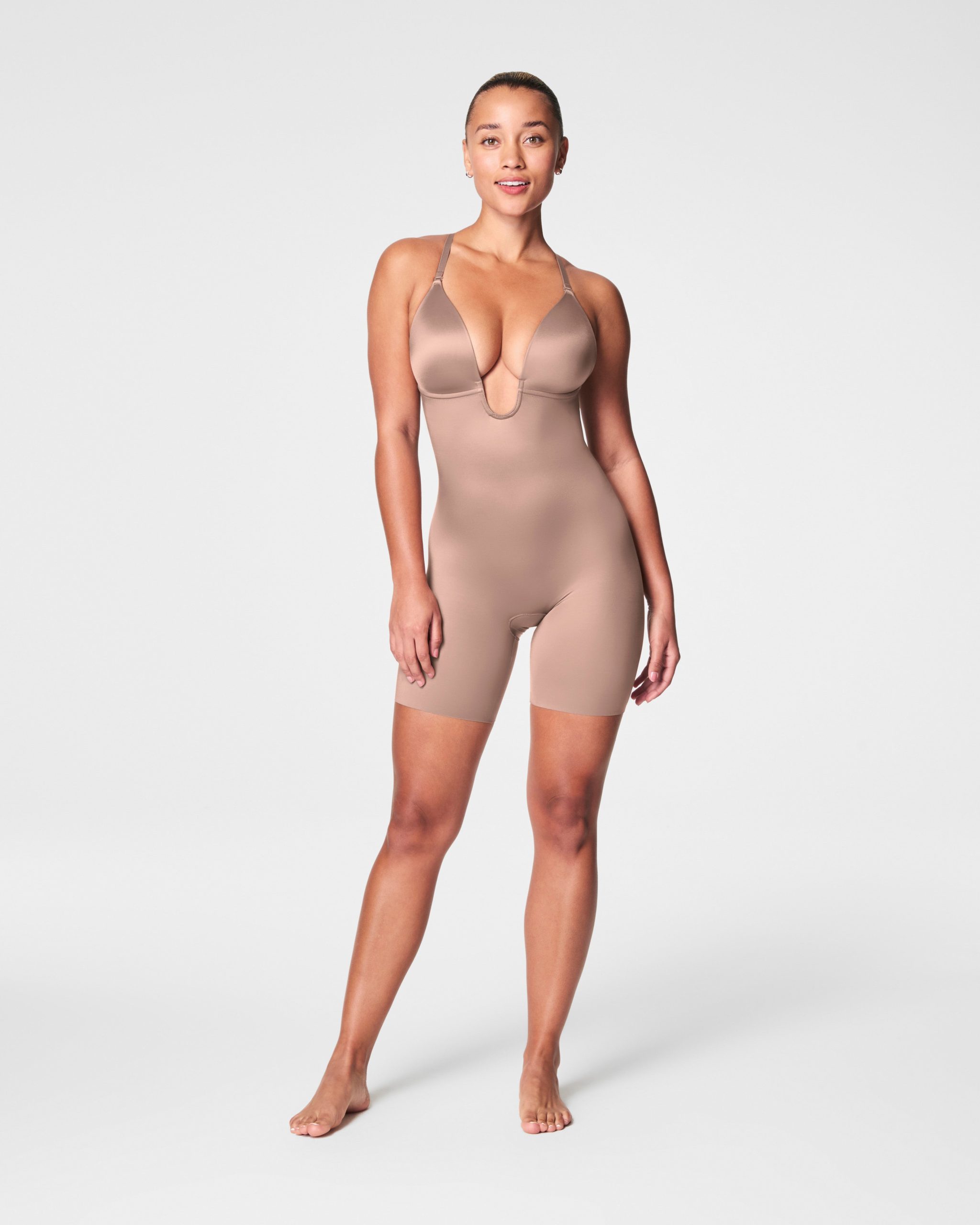 SPANXshape? Suit Your Fancy Plunge Low-Back Mid-Thigh Bodysuit | Cafe Au Lait - Image 5