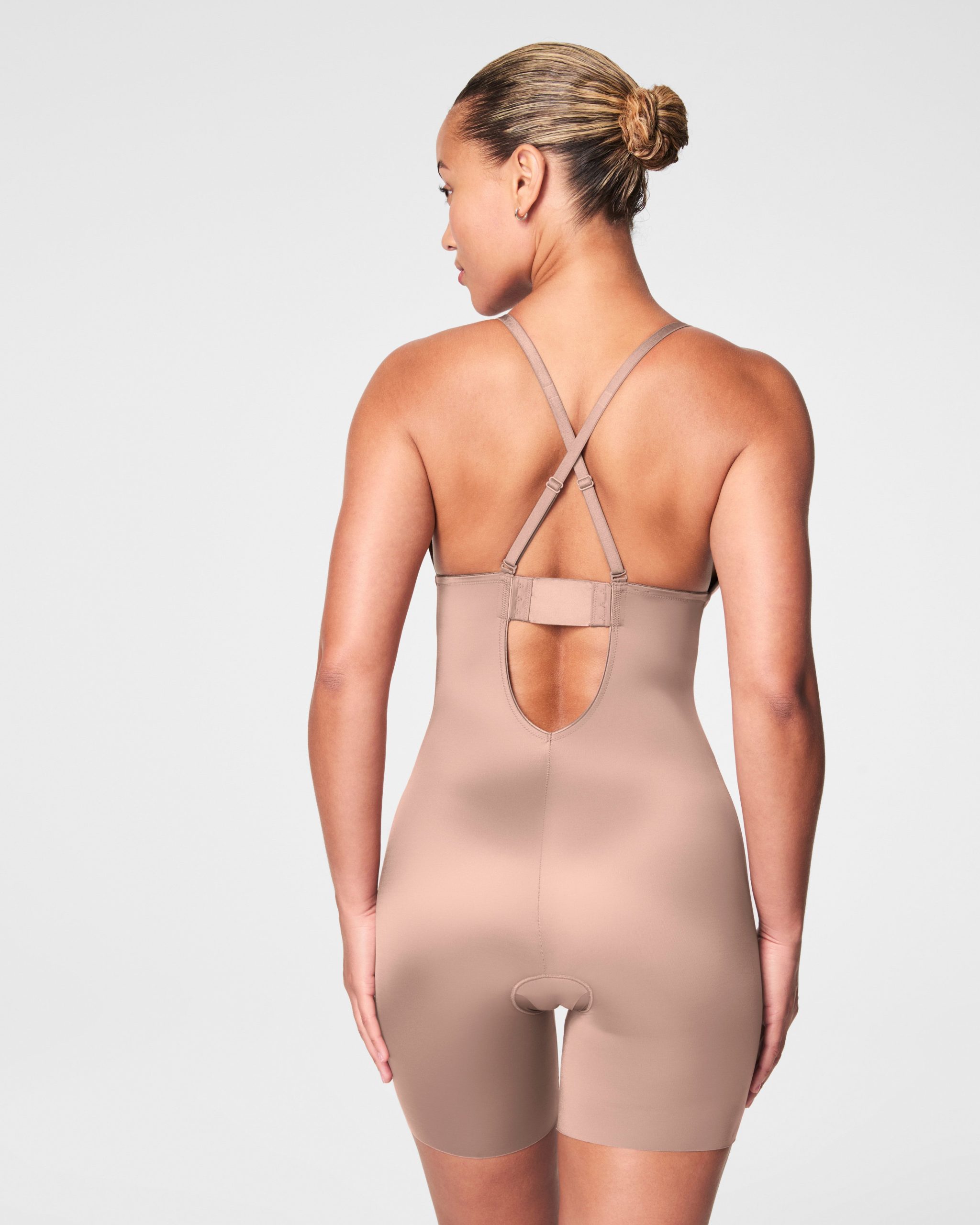 SPANXshape? Suit Your Fancy Plunge Low-Back Mid-Thigh Bodysuit | Cafe Au Lait - Image 3