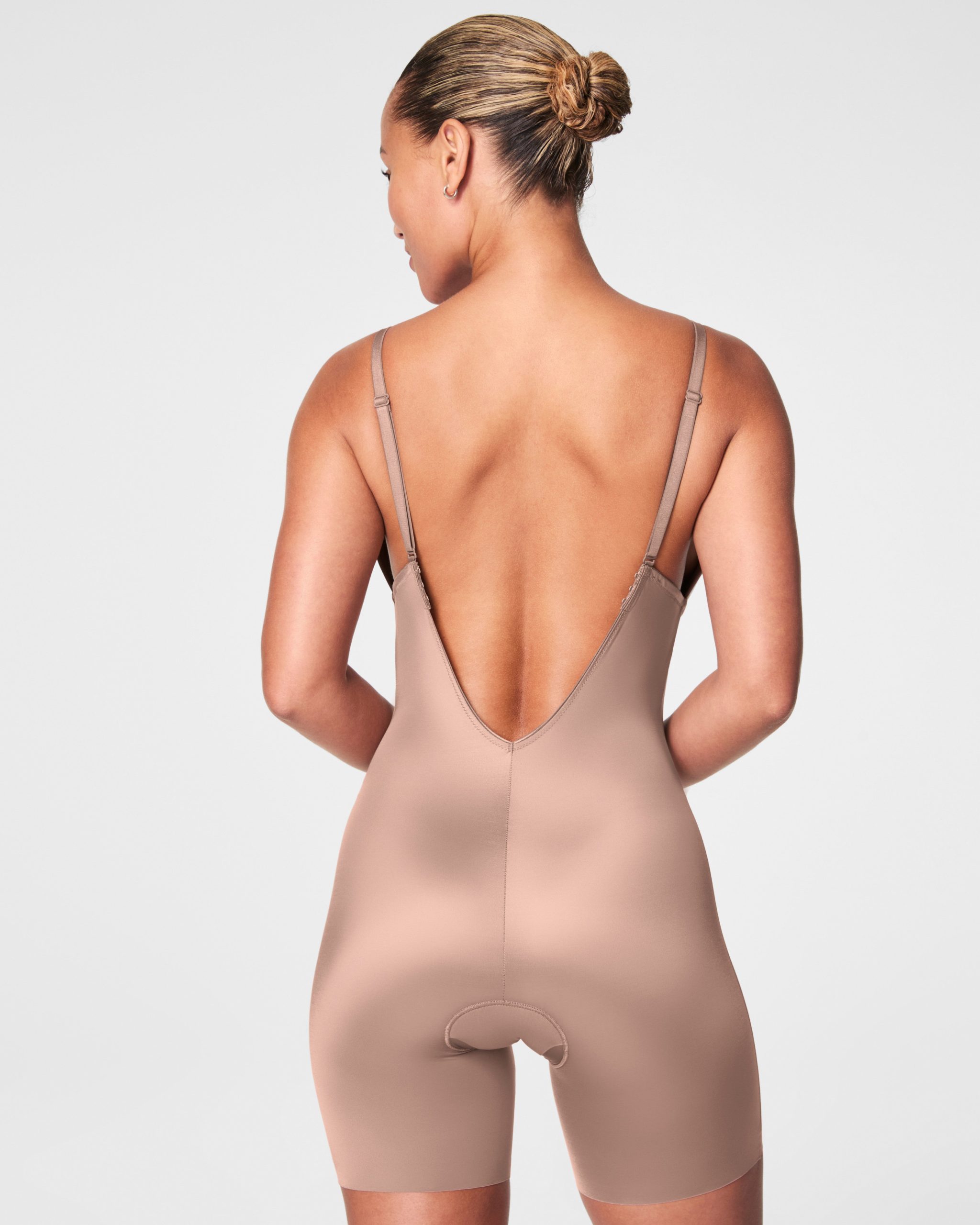 SPANXshape? Suit Your Fancy Plunge Low-Back Mid-Thigh Bodysuit | Cafe Au Lait - Image 2