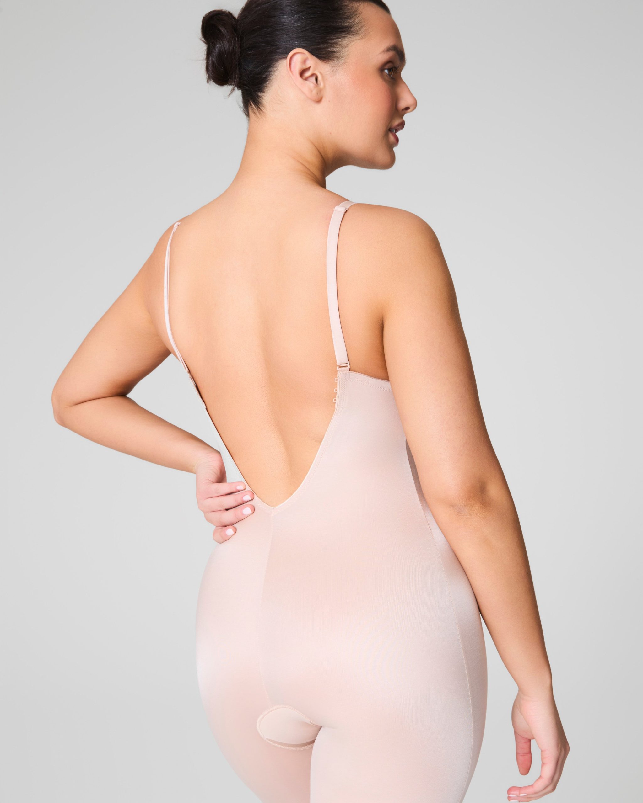 SPANXshape? Suit Your Fancy Plunge Low-Back Mid-Thigh Bodysuit | Champagne Beige - Image 4