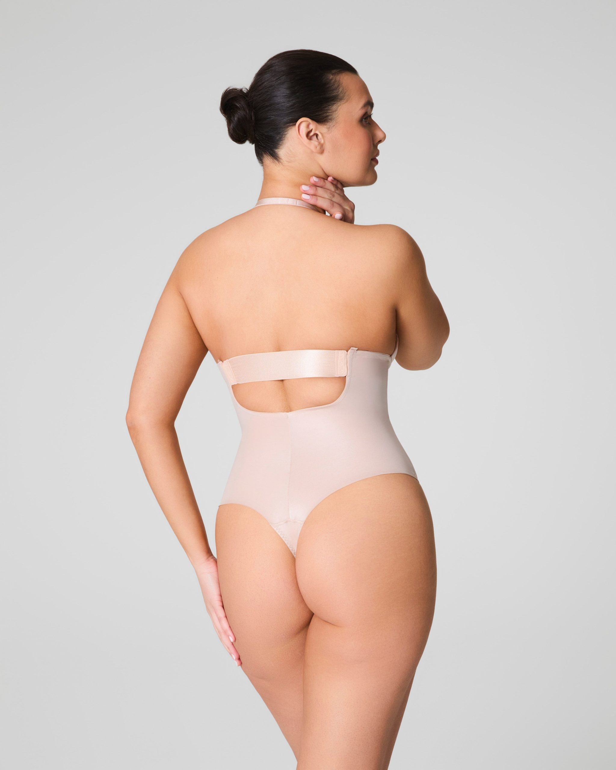 SPANXshape? Suit Your Fancy Plunge Low-Back Thong Bodysuit | Champagne Beige - Image 3