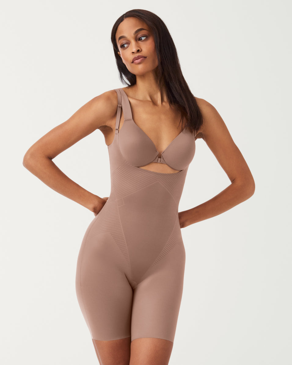 SPANXshape? Invisible Open-Bust Mid-Thigh Bodysuit | Cafe Au Lait