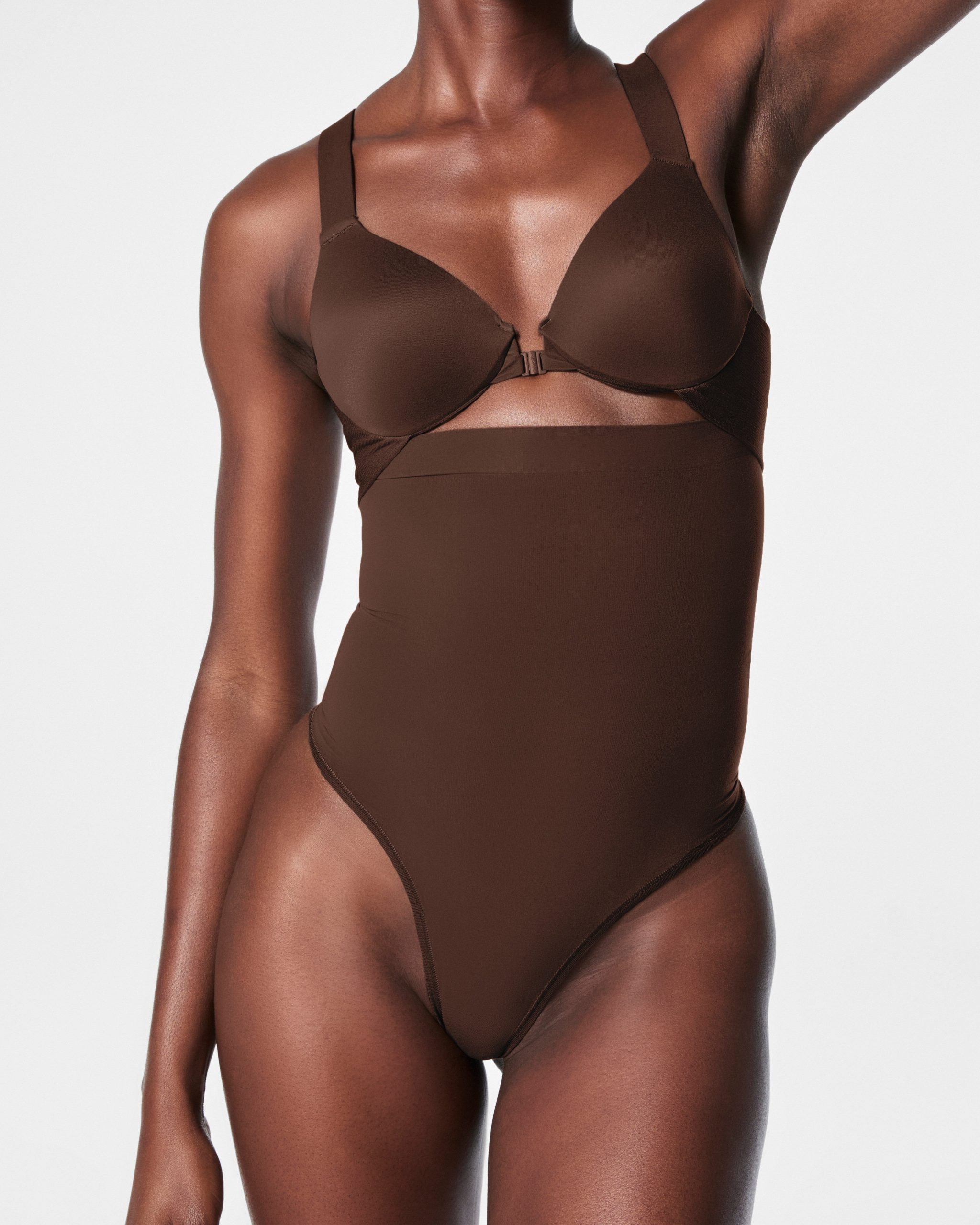 SPANXsculpt? Seamless Power High-Waisted Thong | Chestnut Brown - Image 3