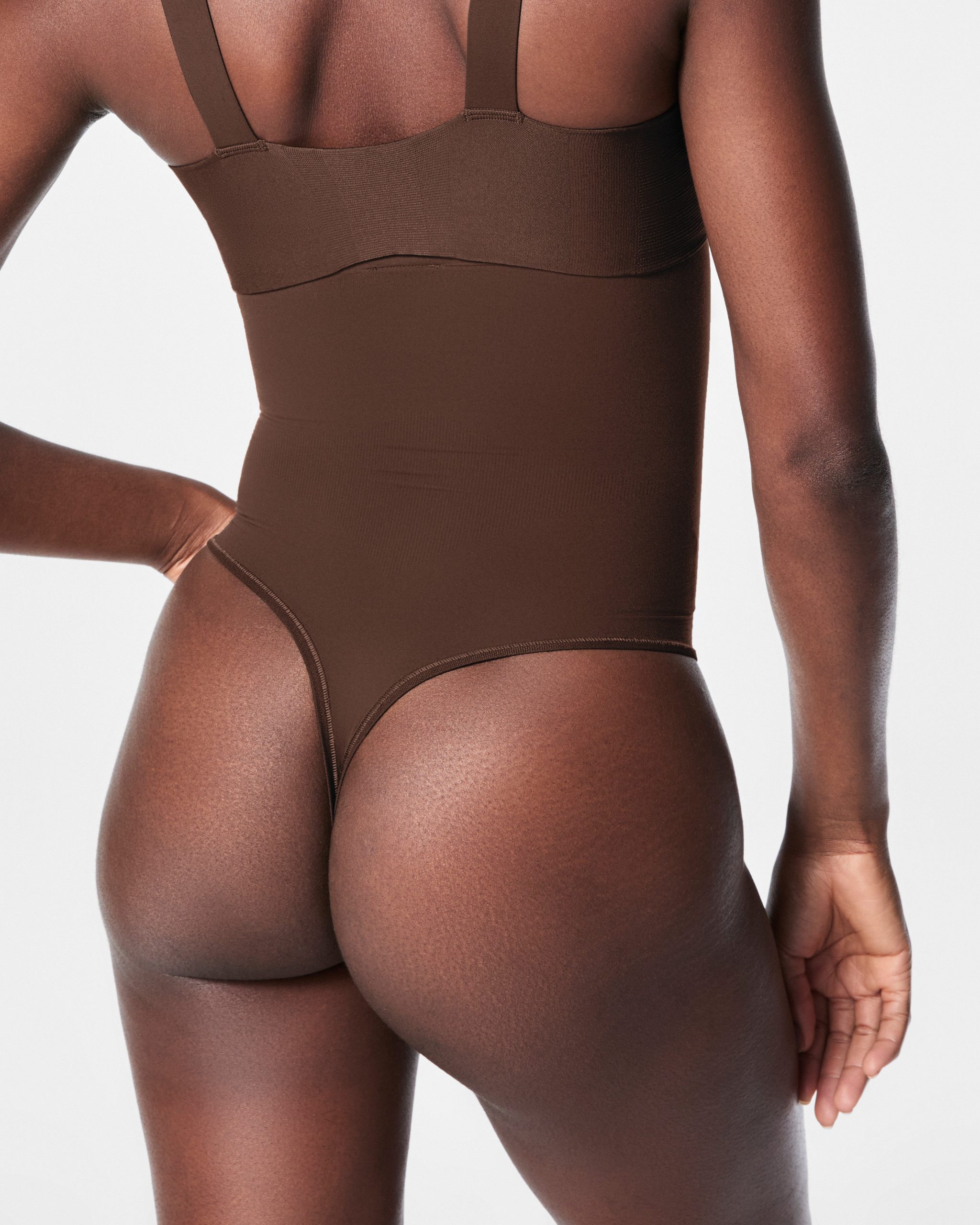 SPANXsculpt? Seamless Power High-Waisted Thong | Chestnut Brown - Image 4