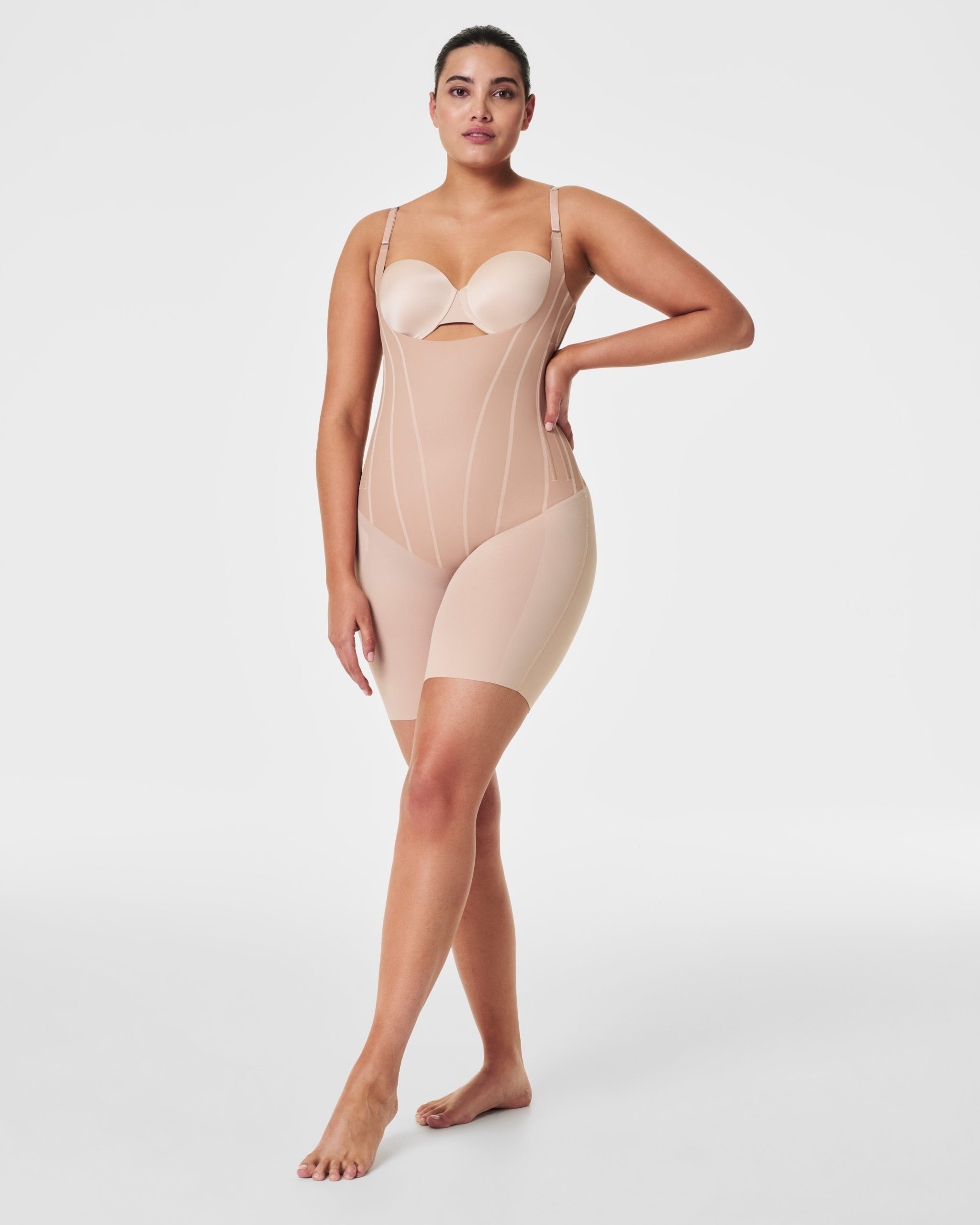 SPANXsupersculpt? TotalContour Open-Bust Mid-Thigh Bodysuit | Natural Bronze - Image 5
