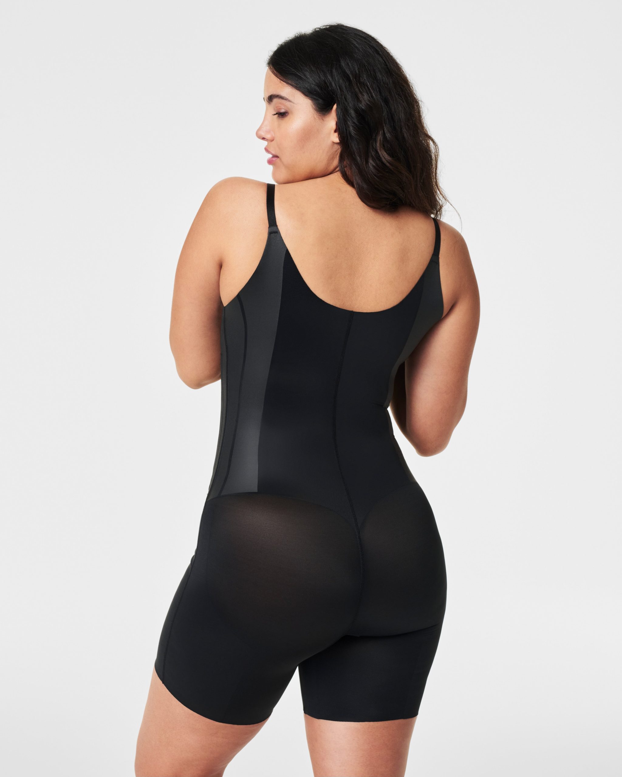 SPANXsupersculpt? TotalContour Open-Bust Mid-Thigh Bodysuit | Very Black - Image 2