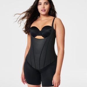 SPANXsupersculpt?  TotalContour Open-Bust Mid-Thigh Bodysuit | Very Black