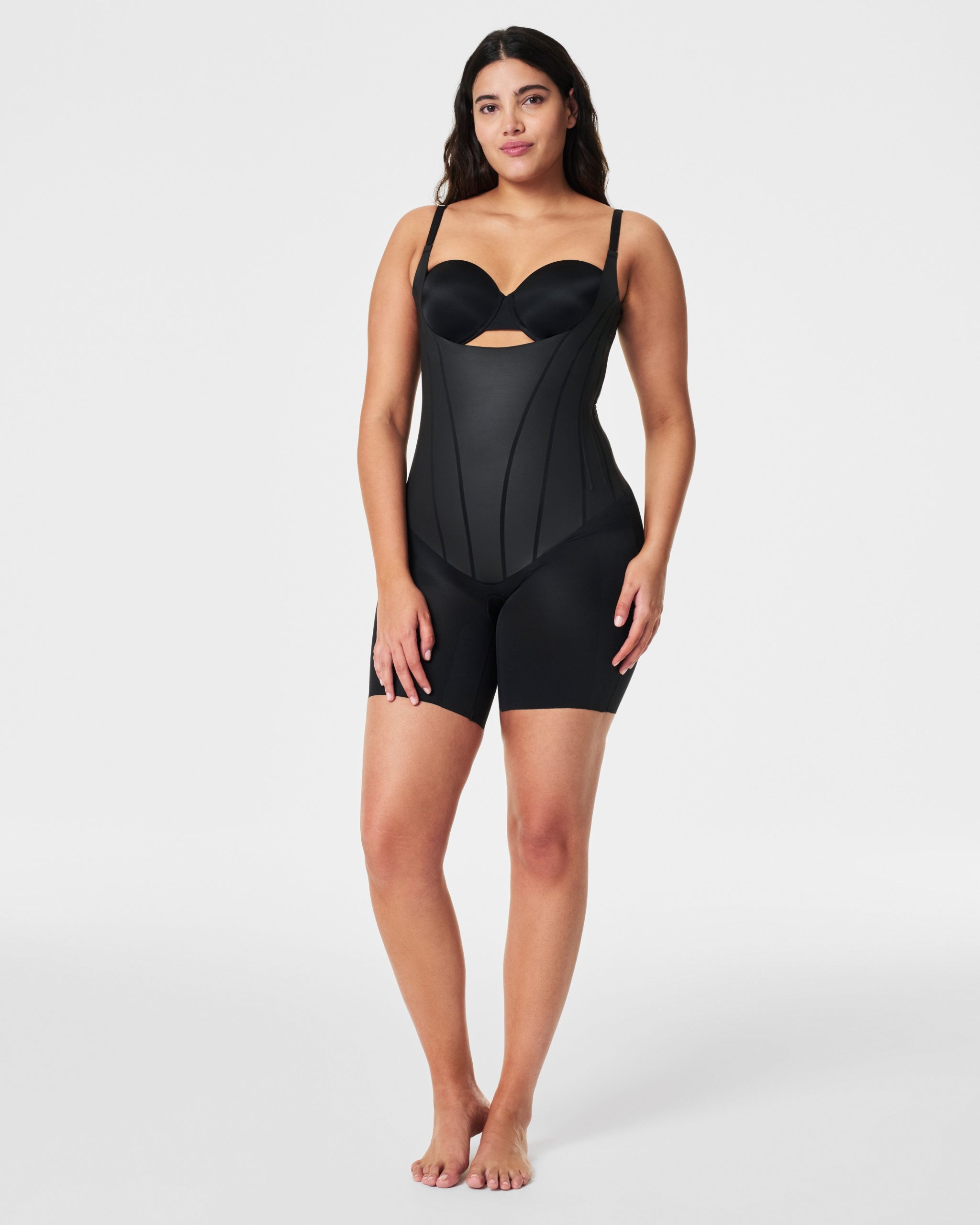 SPANXsupersculpt? TotalContour Open-Bust Mid-Thigh Bodysuit | Very Black - Image 5