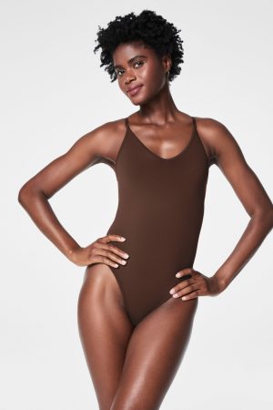 SPANXsculpt? Seamless Power Thong Bodysuit | Chestnut Brown