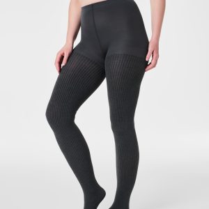 SPANXshape?  Rib Knit Shorty Tights | Charcoal Heather Cozy Rib