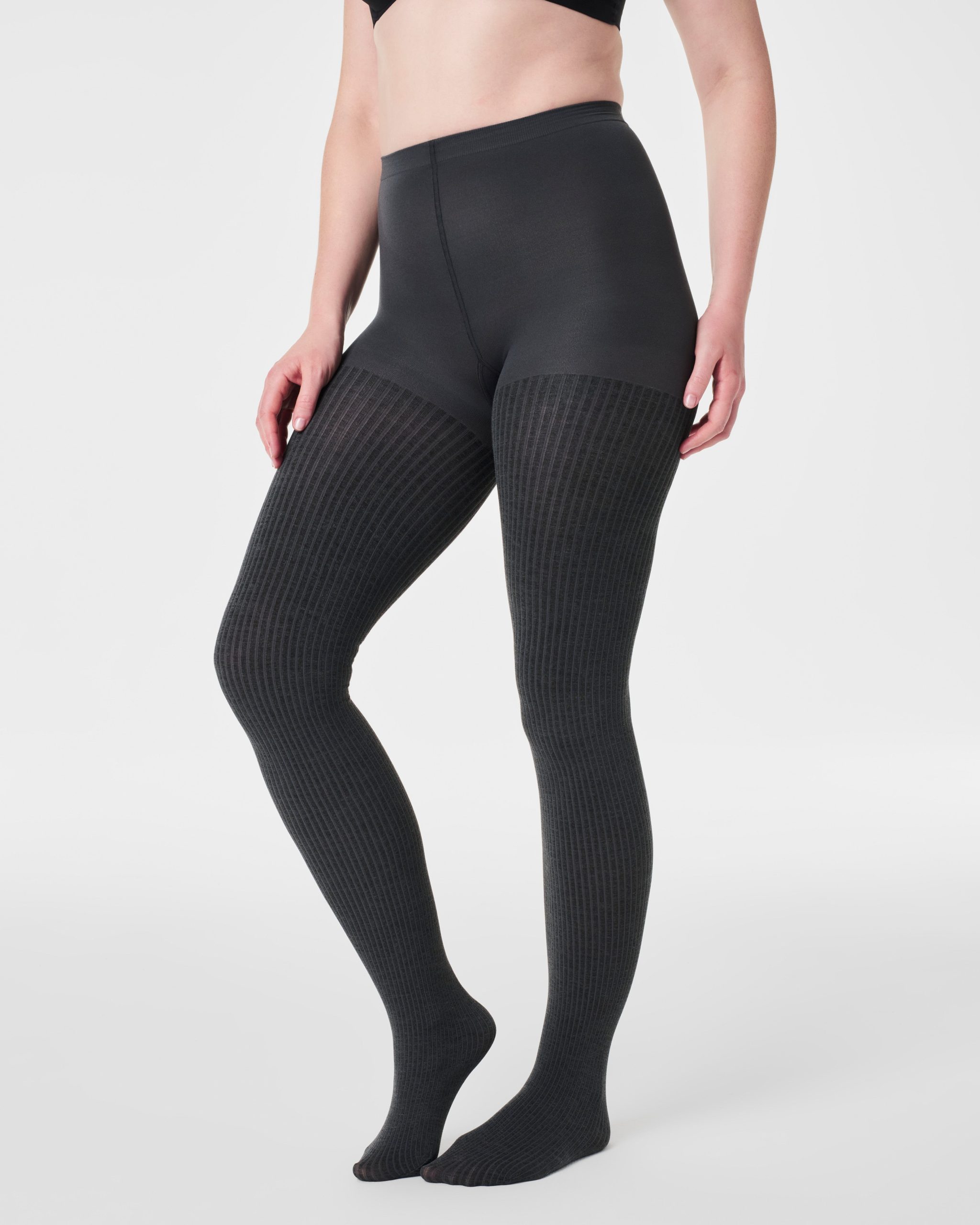 SPANXshape? Rib Knit Shorty Tights | Charcoal Heather Cozy Rib