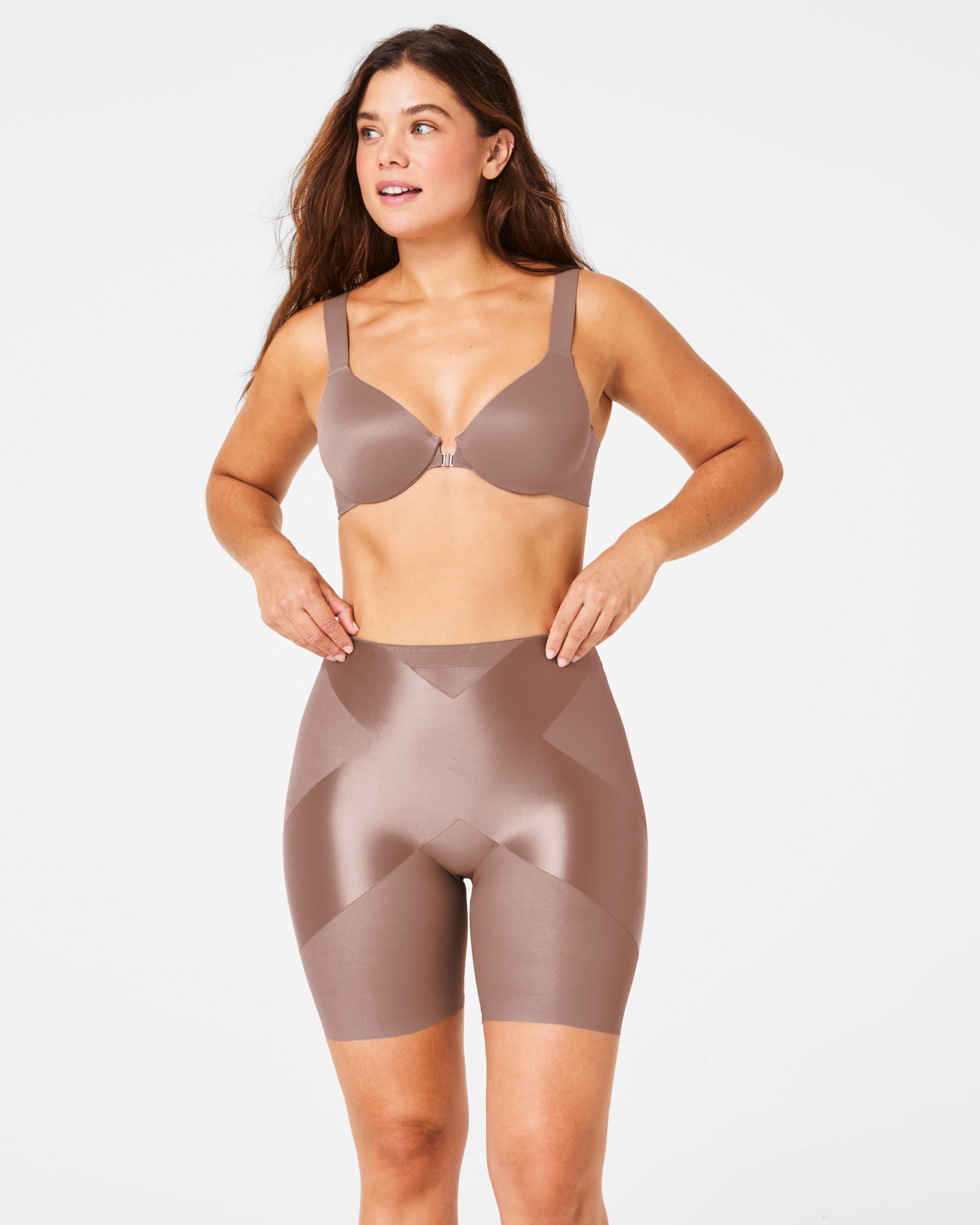 SPANXshape? Satin-X? Mid-Thigh Short | Cafe Au Lait - Image 2