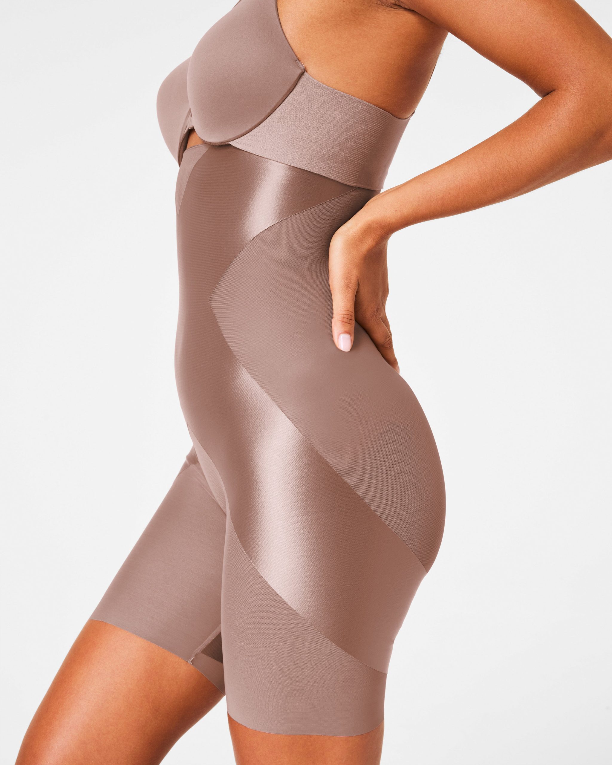 SPANXshape? Satin-X? High-Waisted Mid-Thigh Short | Cafe Au Lait - Image 4