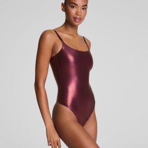 SPANXshape?  LuxeShine Cami Thong Bodysuit | Plum Berry Shimmer