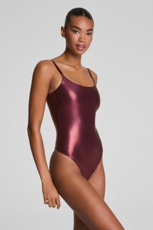 SPANXshape?  LuxeShine Cami Thong Bodysuit | Plum Berry Shimmer