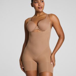 SPANXsculpt?  GoFigure Open-Bust Mid-Thigh Bodysuit | Cinnamon