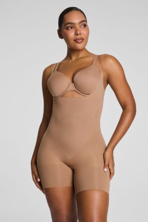 SPANXsculpt? GoFigure Open-Bust Mid-Thigh Bodysuit | Cinnamon