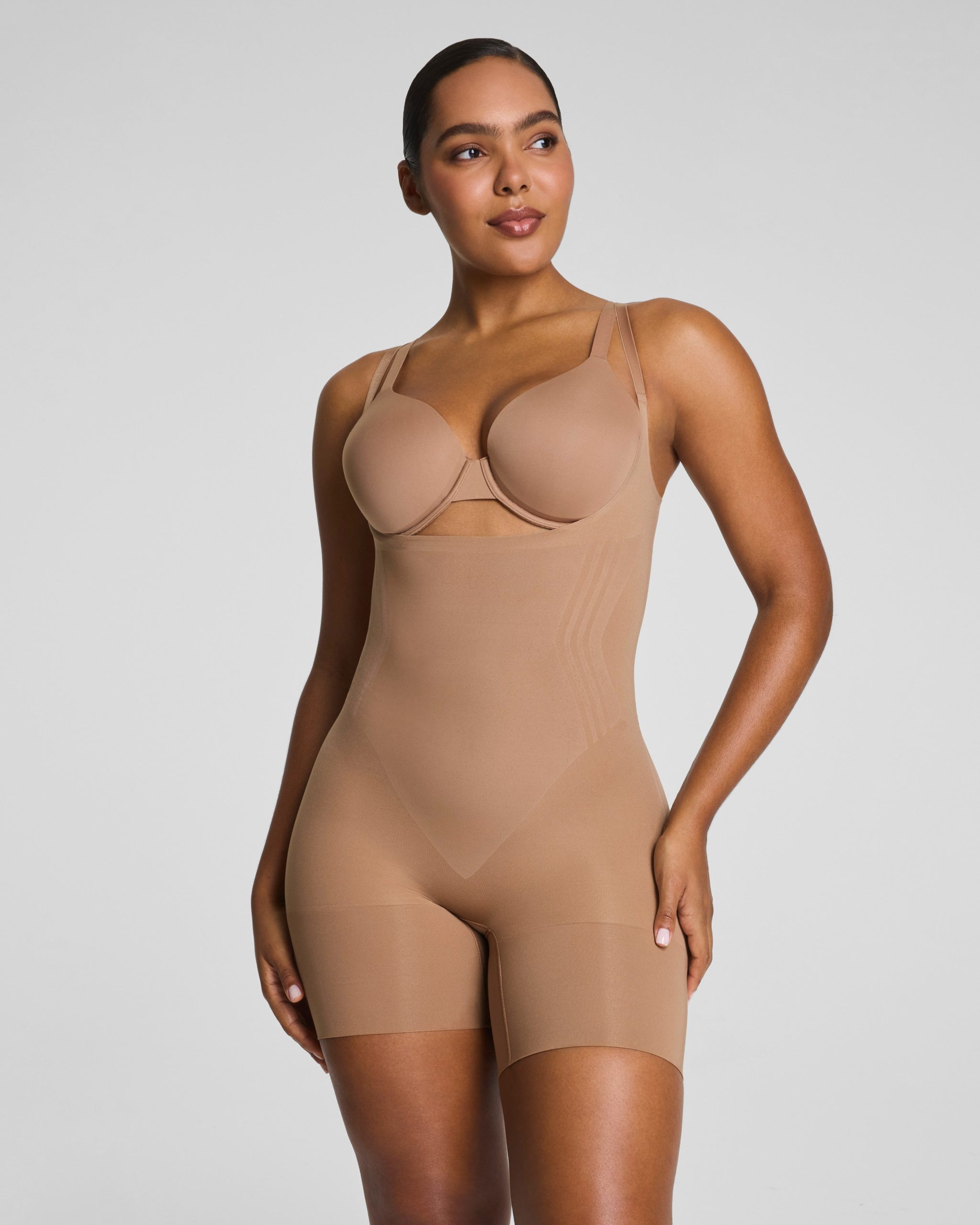 SPANXsculpt? GoFigure Open-Bust Mid-Thigh Bodysuit | Cinnamon