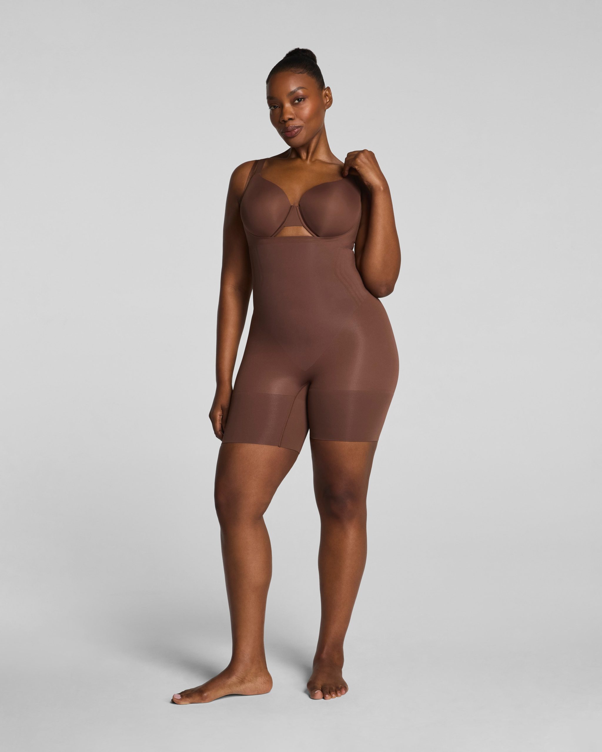 SPANXsculpt? GoFigure Open-Bust Mid-Thigh Bodysuit | Ganache - Image 5