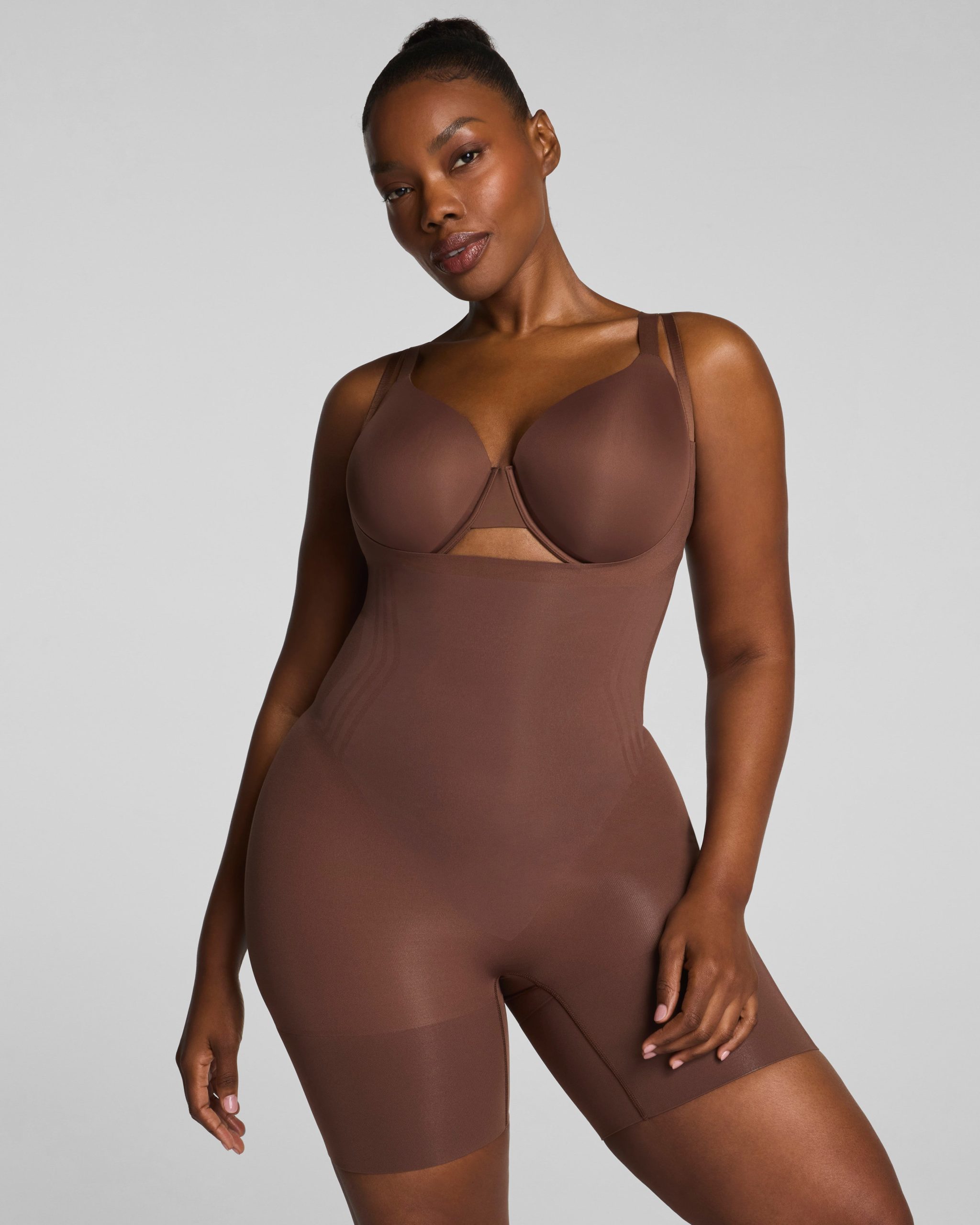 SPANXsculpt? GoFigure Open-Bust Mid-Thigh Bodysuit | Ganache - Image 3
