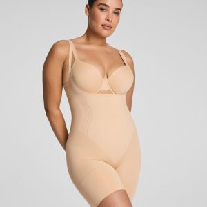 SPANXsculpt?  GoFigure Open-Bust Mid-Thigh Bodysuit | Honey