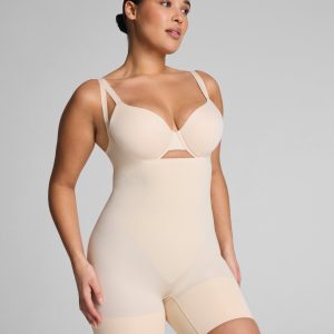 SPANXsculpt?  GoFigure Open-Bust Mid-Thigh Bodysuit | Toasted Coconut