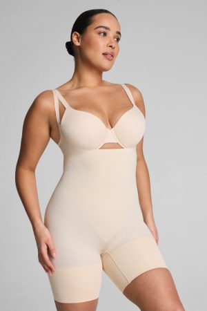 SPANXsculpt? GoFigure Open-Bust Mid-Thigh Bodysuit | Toasted Coconut