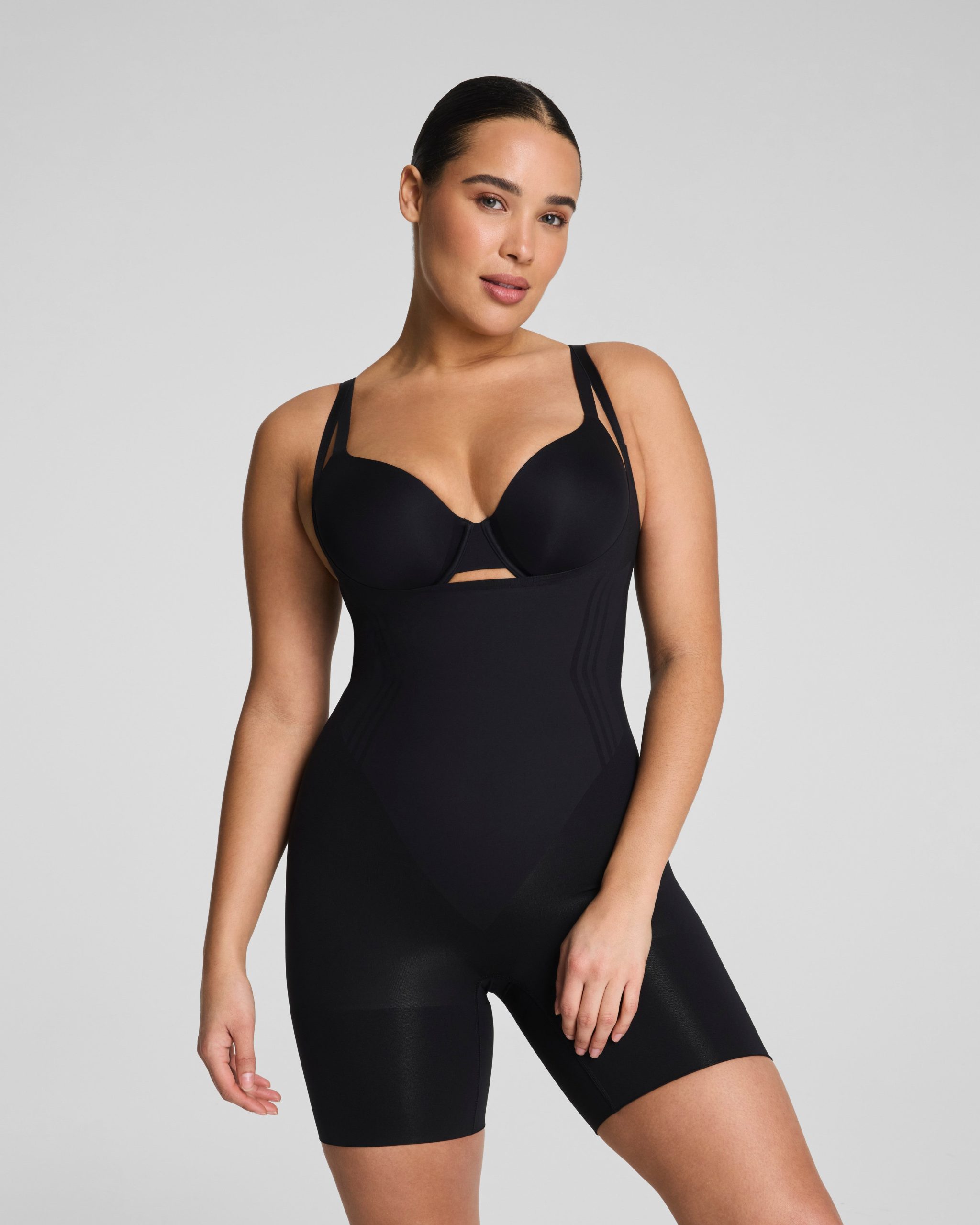 SPANXsculpt? GoFigure Open-Bust Mid-Thigh Bodysuit | Very Black - Image 3