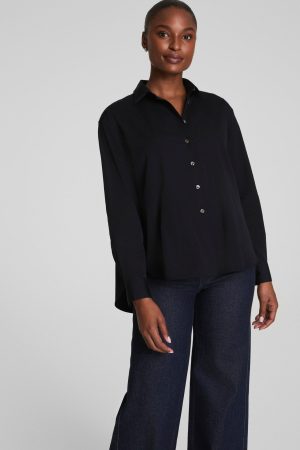 SPANX? Poplin Oversized Button-Up Shirt | Classic Black
