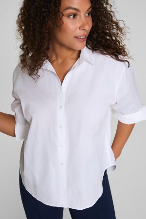 SPANX? Poplin Oversized Button-Up Shirt | Classic White
