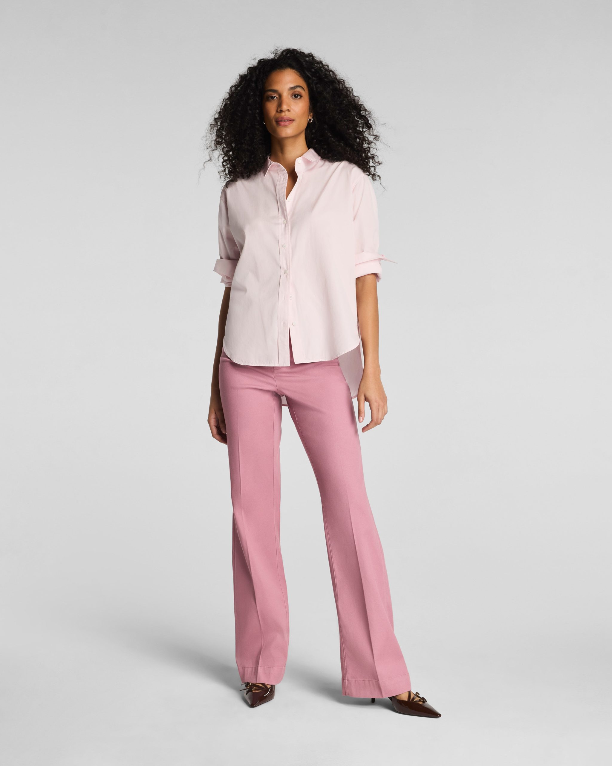 SPANX? Poplin Oversized Button-Up Shirt | Powder Blush - Image 4