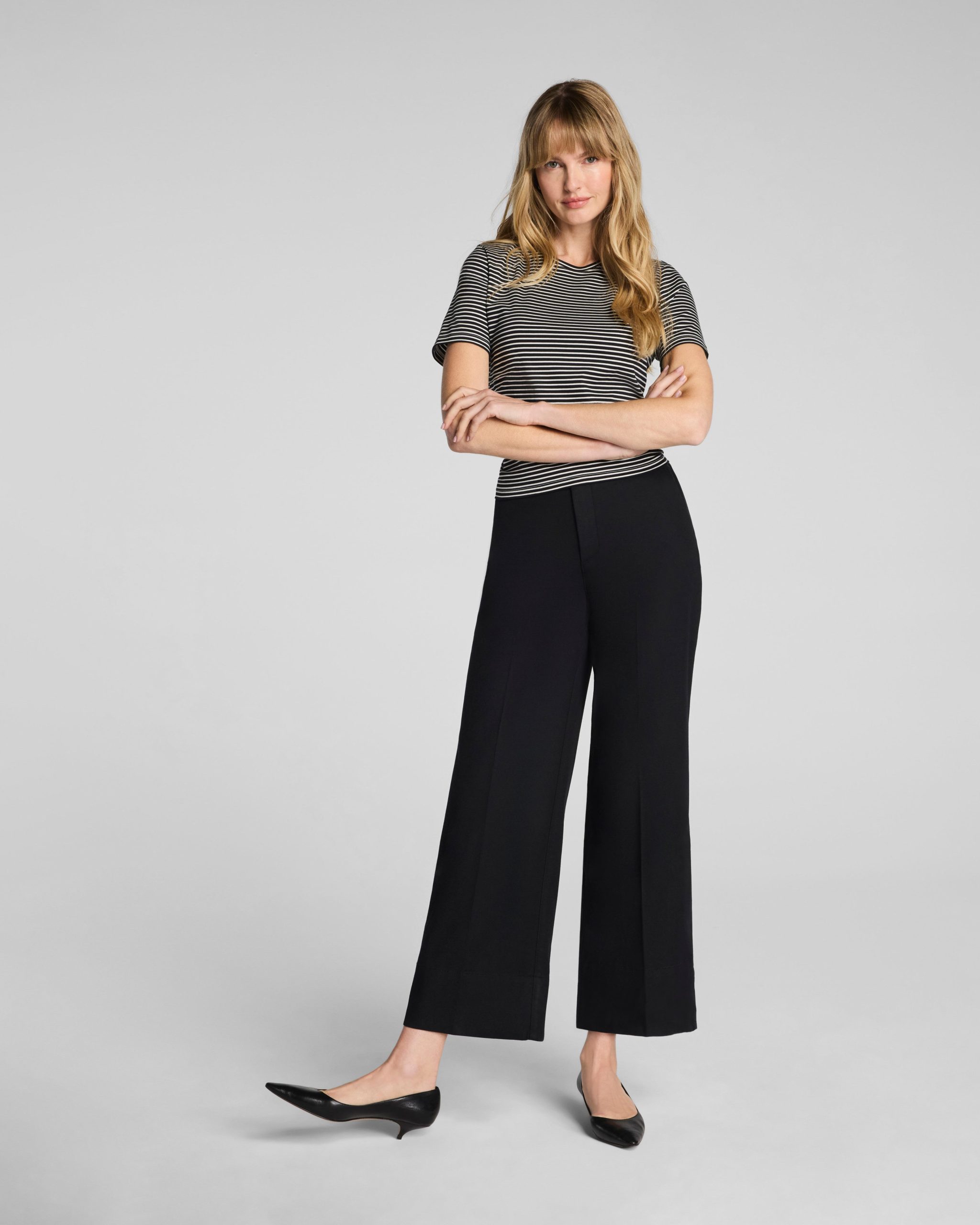 SPANXsupersmooth? Stretch Twill Cropped Wide Leg Pant | Classic Black