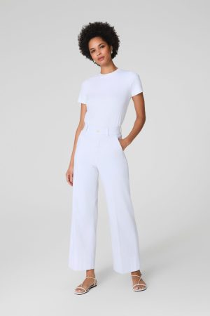 SPANXsupersmooth? Stretch Twill Cropped Wide Leg Pant | Classic White