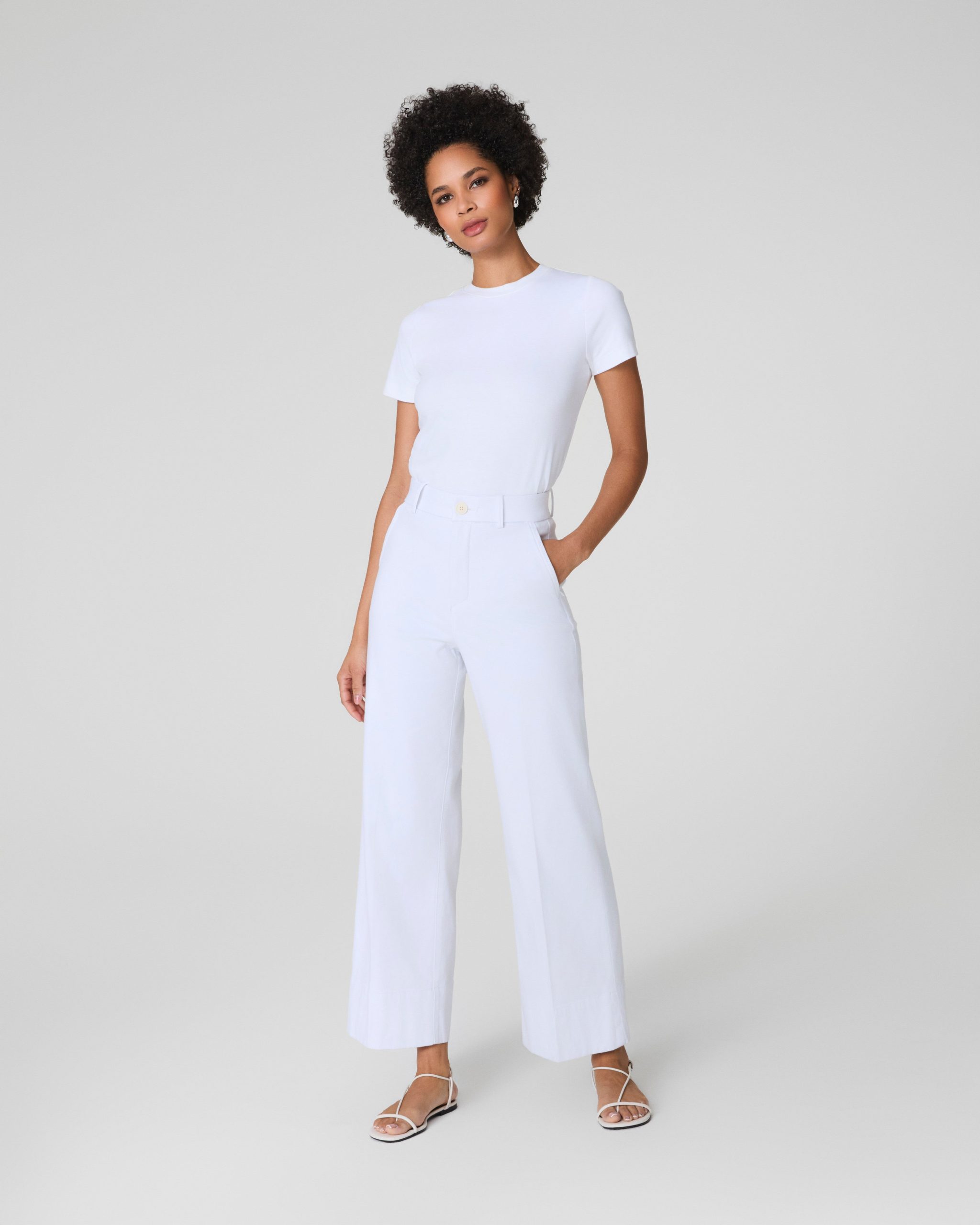 SPANXsupersmooth? Stretch Twill Cropped Wide Leg Pant | Classic White