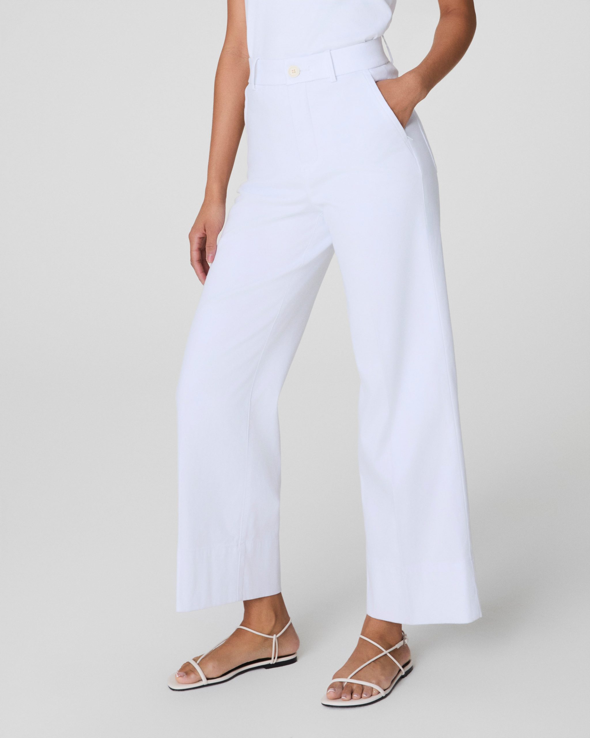 SPANXsupersmooth? Stretch Twill Cropped Wide Leg Pant | Classic White - Image 2