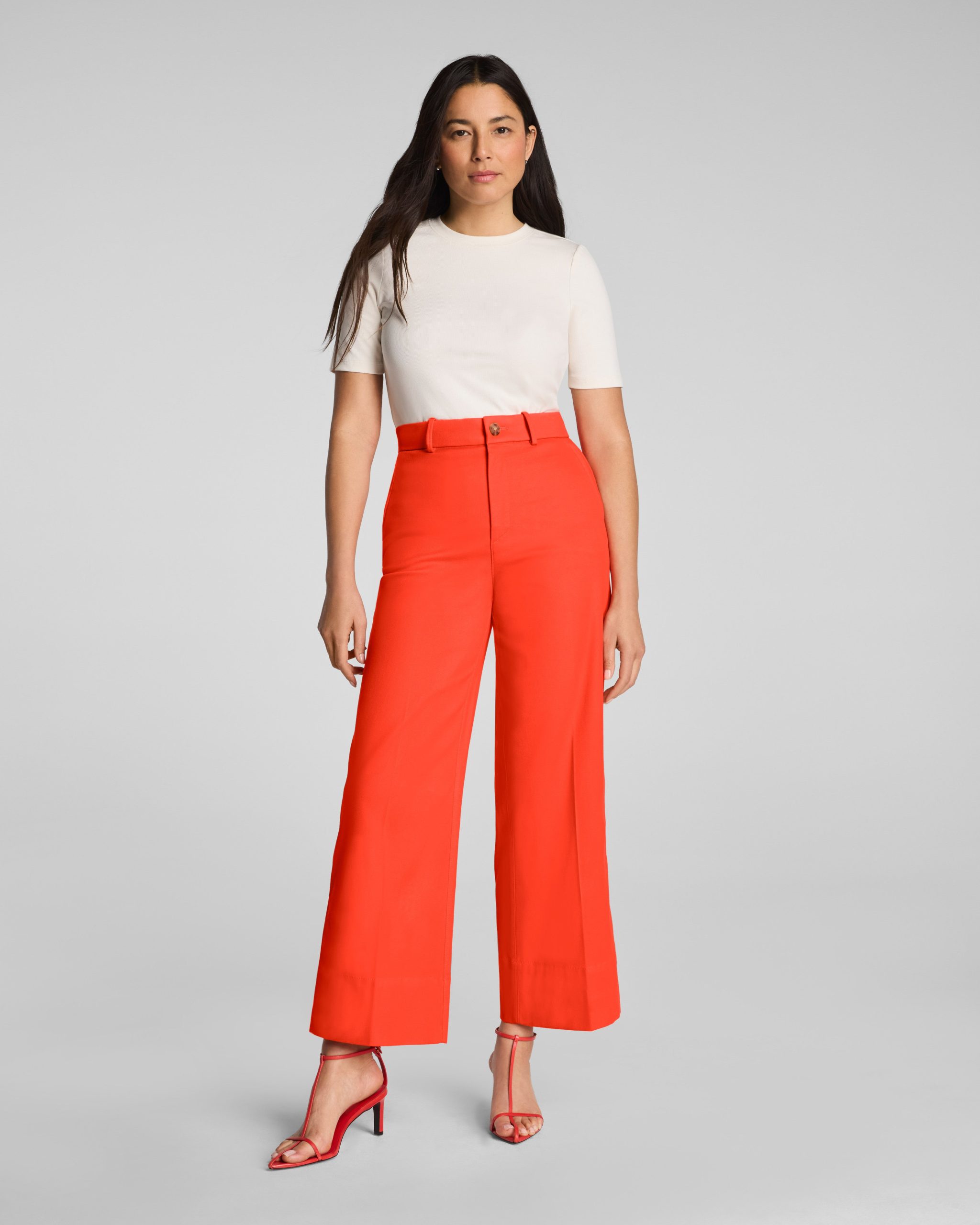 SPANXsupersmooth? Stretch Twill Cropped Wide Leg Pant | Sunset Coral