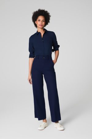SPANXsupersmooth? Stretch Twill Cropped Wide Leg Pant | Timeless Navy