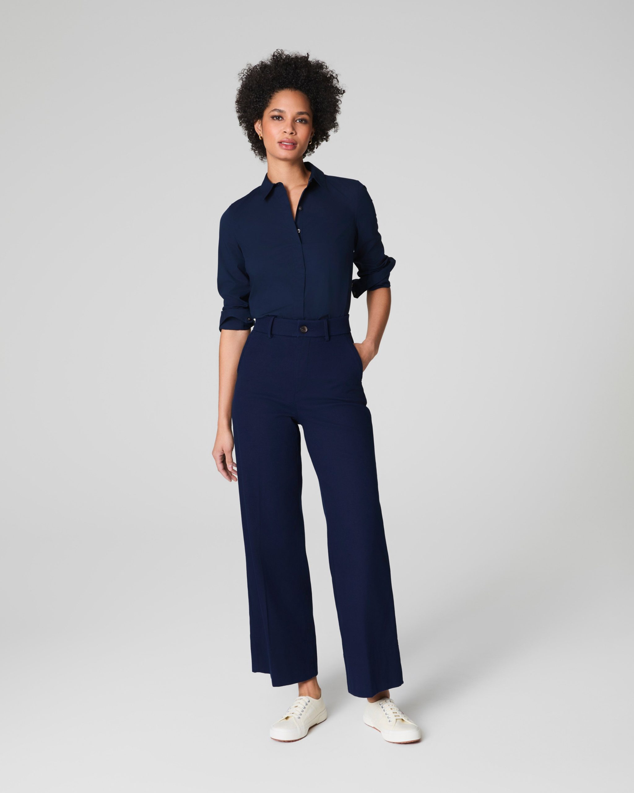 SPANXsupersmooth? Stretch Twill Cropped Wide Leg Pant | Timeless Navy