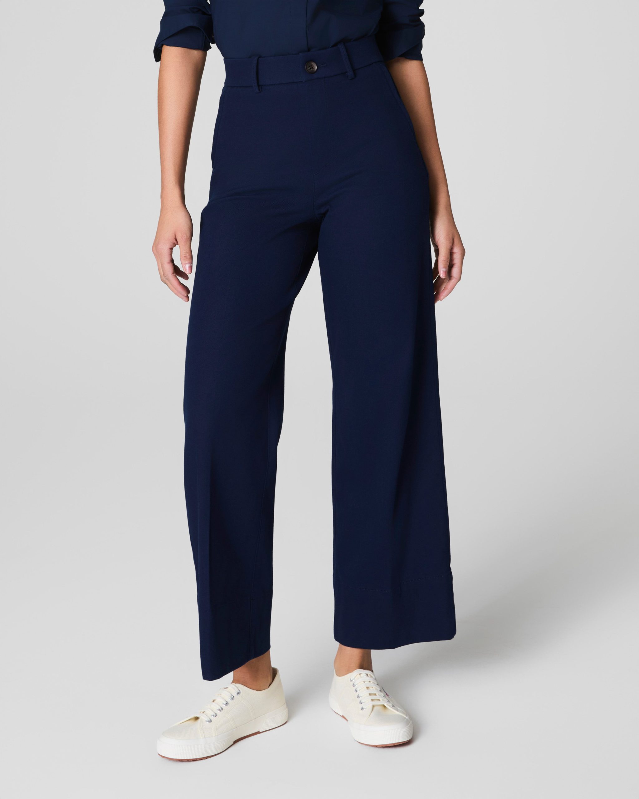SPANXsupersmooth? Stretch Twill Cropped Wide Leg Pant | Timeless Navy - Image 2