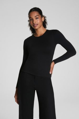 SPANXsmooth? Jersey Crewneck Long Sleeve Top | Classic Black