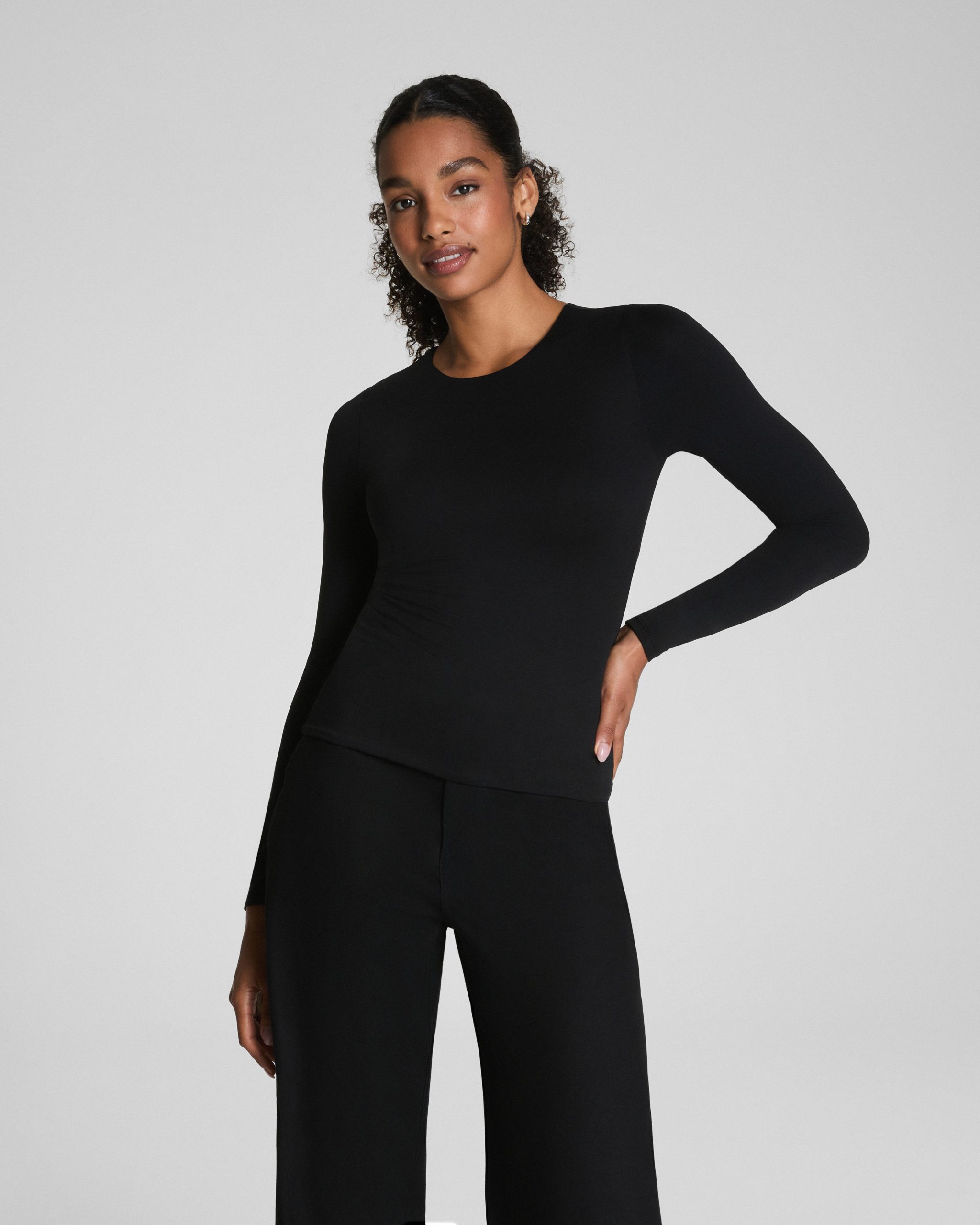 SPANXsmooth? Jersey Crewneck Long Sleeve Top | Classic Black