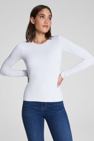 SPANXsmooth? Jersey Crewneck Long Sleeve Top | Classic White