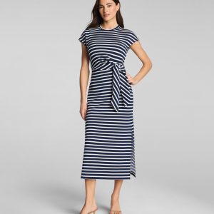 SPANX? AirEssentials Tie-Waist Maxi Dress | Timeless Navy/Powder Stripe