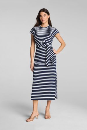 SPANX? AirEssentials Tie-Waist Maxi Dress | Timeless Navy/Powder Stripe