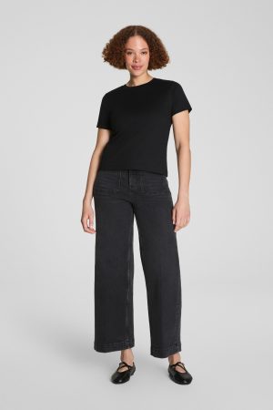 SPANXshape? Authentic 360 Cropped Wide Leg Jeans with Patch Pockets | Carbon
