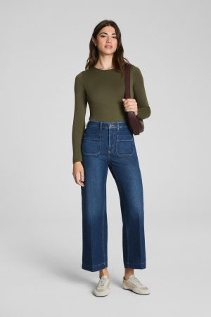 SPANXshape? Authentic 360 Cropped Wide Leg Jeans with Patch Pockets | Adriatic Blue