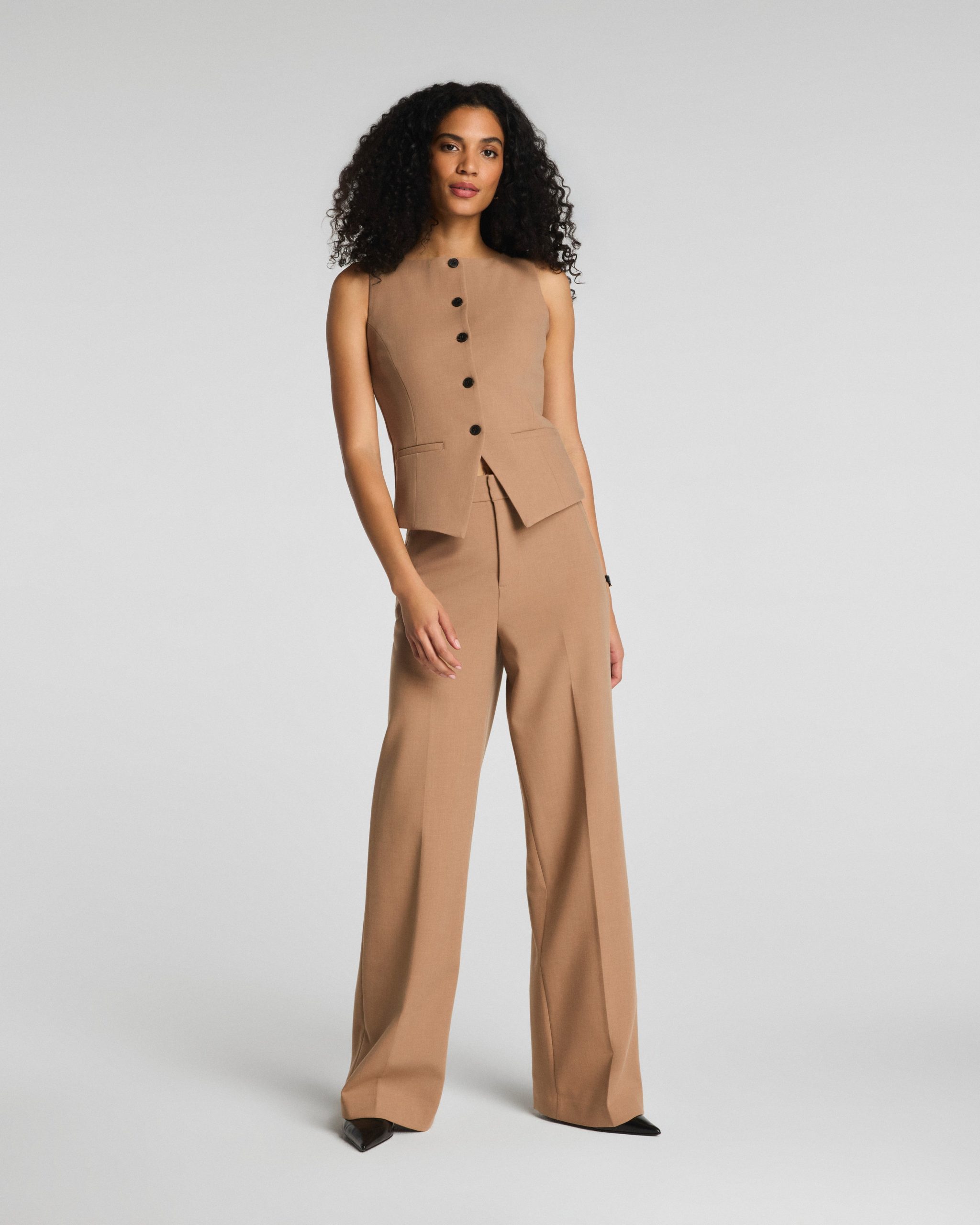 SPANX? WellSuited Tailored Button-Down Vest | Camel Heather - Image 4