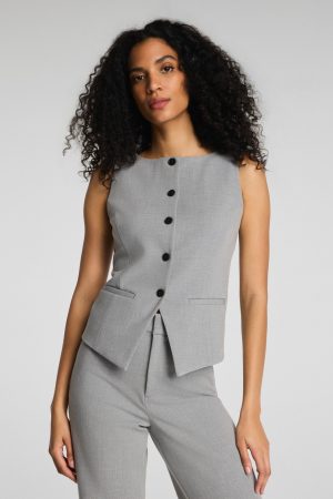 SPANX? WellSuited Tailored Button-Down Vest | Heather Grey